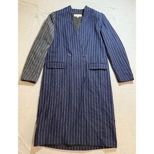 Wythe‎ NY Jacket Mens Large Blue Striped Button Double Breasted Coat Long.